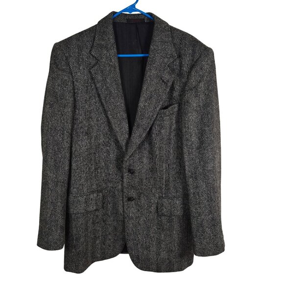 Vintage Barrington Tweed Herringbone Blazer Sport Coat Pure Wool 38R Two Button - Picture 1 of 11